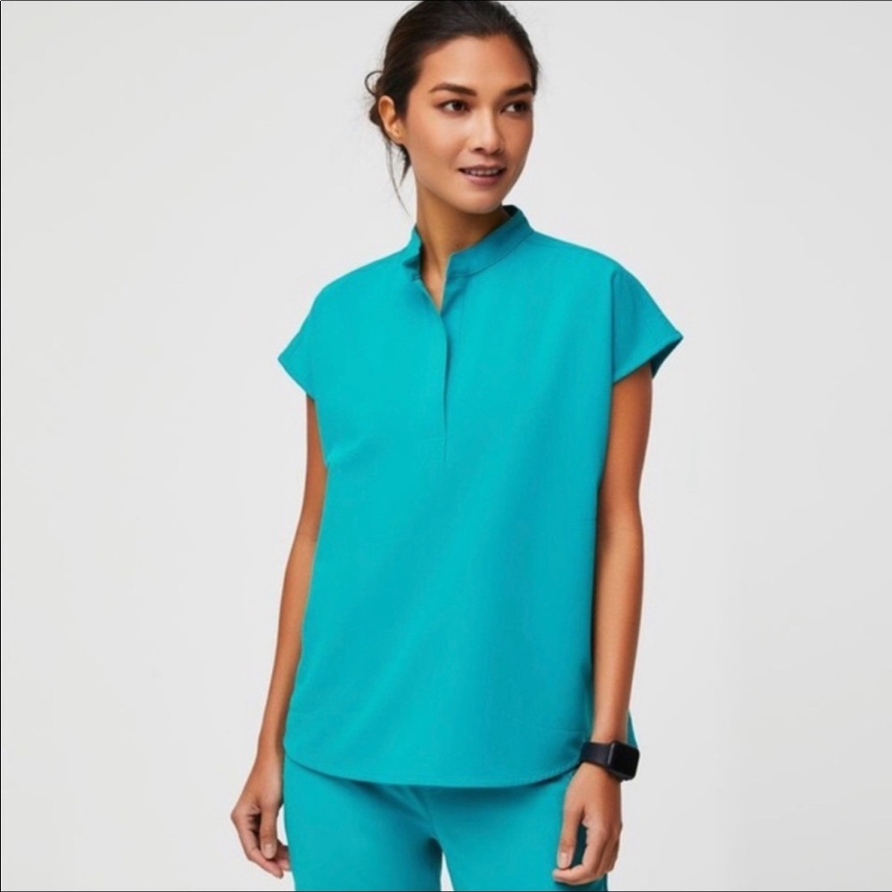 Figs Teal Rafaela Top